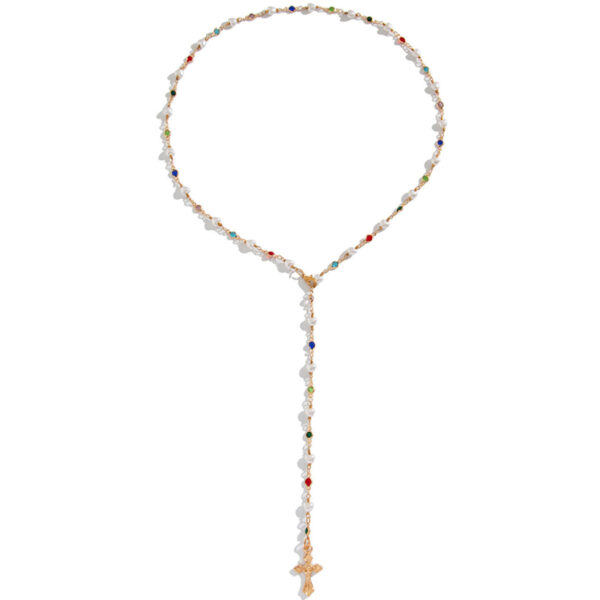 7d4b68c9a4e34796f9ffc6491d7b69f0_H6d0e6fb2d0c3415e99e9ed7ff64c36cdL_avif=close&webp=close KOMI Women Crucifix Cross Necklace Colored Round Crystal and Heart Pearl Beaded Chain Gold Jesus Cross Pendant Necklace for Girl