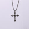 KOMI Men Women Vintage Religious Rhinestone Cross Pendant Necklace Fashion Punk Sweater Chain Silver Cross Necklace Prayer Gift