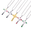 Classic Cross Necklace Dripping Oil Cross Crucifix Religious Pendant Men and Women Couple Colorful Necklace