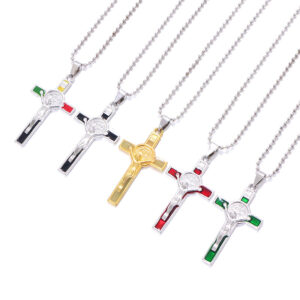 Classic Cross Necklace Dripping Oil Cross Crucifix Religious Pendant Men and Women Couple Colorful Necklace