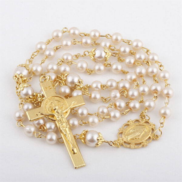 7e55805aee06a5cfeb1b5af36b5f38a9_H8469148289ae4070b8ba05e1baa756901_avif=close&webp=close KOMI Gold Jesus Cross Pendant Necklaces Colorful Pearl Rosary Beads with Crucifix Cross Catholic Rosary Necklace for Women Gifts