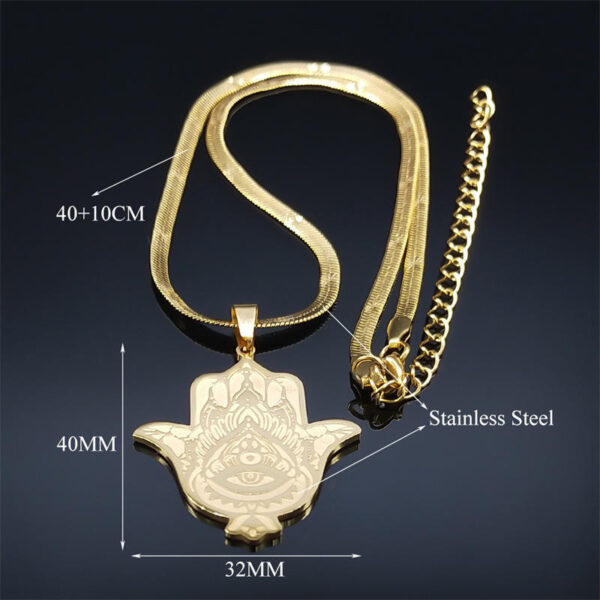Komi Fatima Hasam Hand Necklace Women Men Stainless Steel Round Necklace