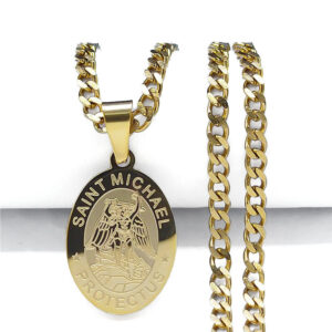 Komi Hot Selling Saint Michael Protects Stainless Steel Necklaces Religious Man Jewelry