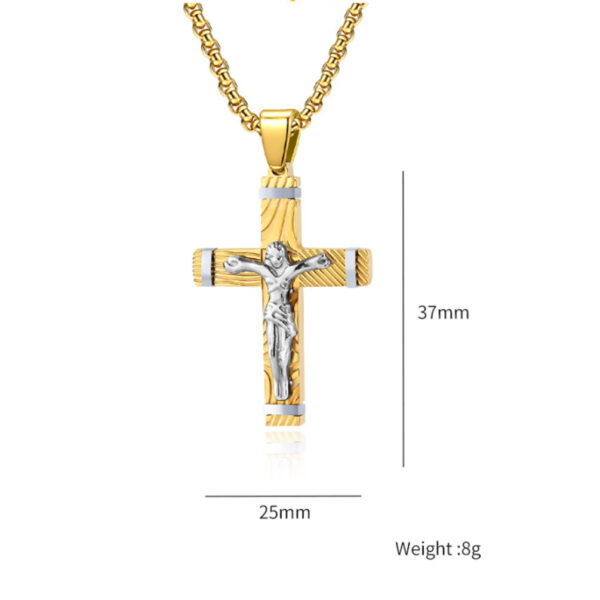 7fffabc108168016eff6a071168550ff_Hd2ce34f13ef24cf293283a233a4e351eS_avif=close&webp=close KOMI Stainless Steel Jesus Cross Pendant Necklaces for Men Black Gold Crucifix Cross Necklace Pendants for Men 24 Inch Box Chain