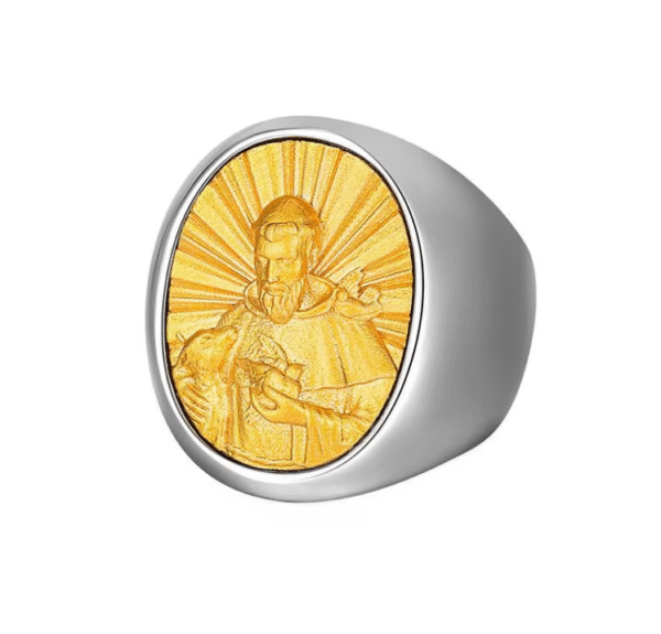 8 Gilded Trend European and American Hip-hop Exaggerated Titanium Steel Jesus Ring Men Gift Religious Jewelry Wholesale