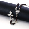 KOMi Christ Wooden Beads 6*8mm Rosary Bead Cross Pendant Necklaces Woven Rope Chain Necklace Religious Jewelry Accessories
