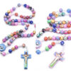 80ad63e6bc3bbbc555febf49c7c8e7e3_H207487d322434f3baba54d3ad67611d9y_avif=close&webp=close KOMI Handmade Cross Pendant Woven Colorful Polymer Clay Beads Rosary Necklace Bracelet for Boys Girls for Children's Prayer