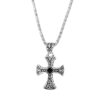 KOMI Fashion Black Diamond Cross Pendant Necklace Personalized Hiphop Punk Jewelry Stainless Steel Long Sweater Chain Necklaces