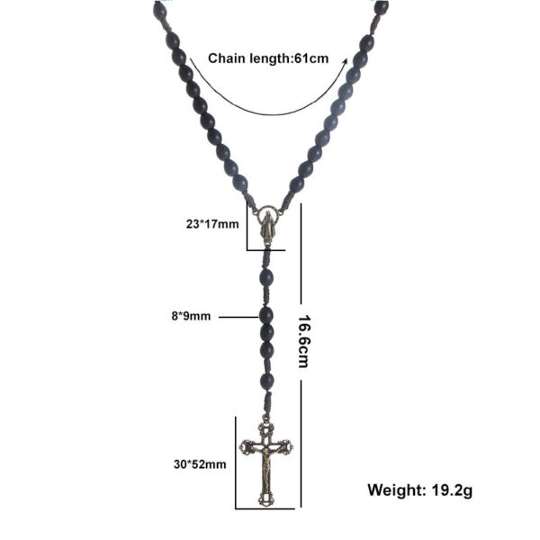 2024 New Religious Jesus Wood Beads High Grade Cross Rosary Necklace Religious Jewelry Wholesale Wholesale