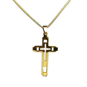Komi 2023 New Stainless Steel Religious Hollow Cross Men's Necklace Gold Silver Black Men's Necklace Jewelry Wholesale
