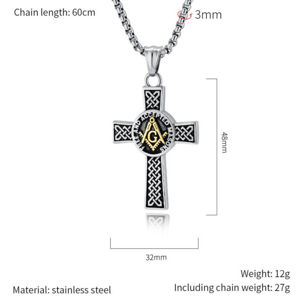 820963039c900b95710a05f5441f1505_H2bbb5577a67340df834cf639483b38a77_avif=close&webp=close KOMI Vintage Masonic Stainless Steel Cross Necklace for Men Celtic Cross Pendant Necklace for Men Boys 24 Inches Box Chain Gifts