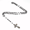 Komi Hot Selling Natural Wood Beads Saint Benedict Rosary Necklace Hand Woven Knot Bucket Bead Solid Wood Necklace
