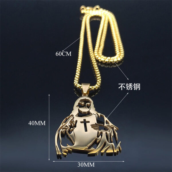 Komi 2023 New Stainless Steel Cross Pendant Necklace Men's and Women's Gold Chain Beads Pendant Titanium Steel Jewelry