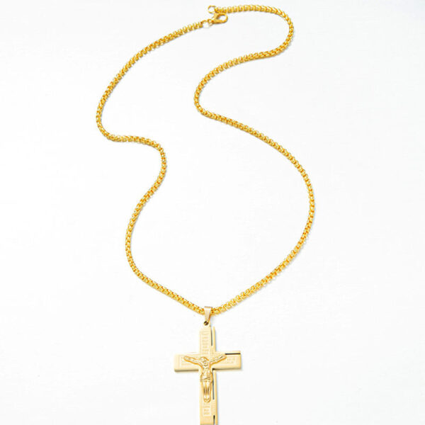 KOMI Stainless Steel Jesus Cross Necklace Men's Necklace 18K Fashion Titanium Steel Cross Pendant Necklaces for Religious Prayer