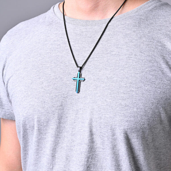 2024 Hot Sale New European and American Religious Men's Hollow Stainless Steel Two-color Cross Pendant