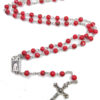 Komi Komi Wholesales Religious Gift Red Glass Beads Necklace Virgin Mary Cross Pendant Rosary Necklace