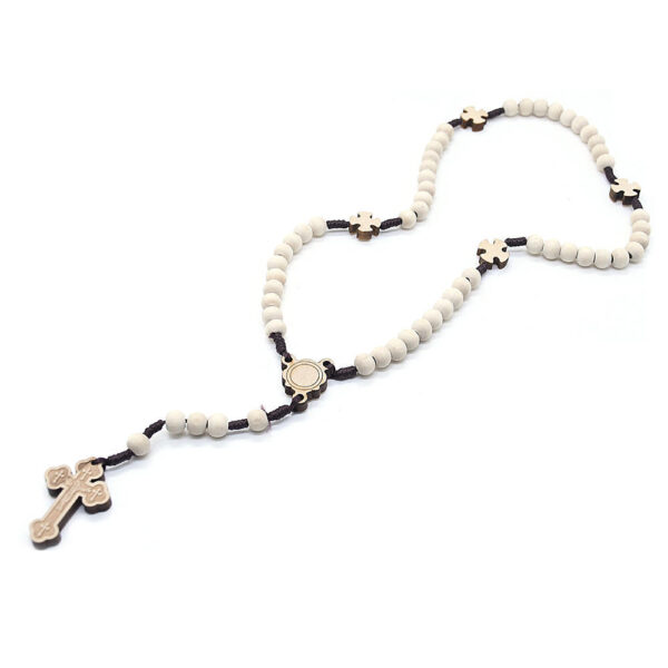 Dreamwork Wholesale Log Handmade Cross Jesus Pendant 8mm Wooden Beads Rosary Necklace Wood Beaded Necklaces Rosary Baptism Gift