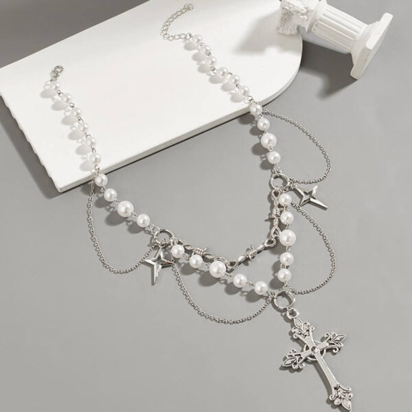 87df724a7fa7b800707a8638a4fd87e2_H1060e943d3ec45e58c0ffcd633b7e13b0_avif=close&webp=close KOMI Fashion Double Layered Imitation Pearl Necklace with Tassels Star Cross Pendant Necklaces for Women Girls Wedding Party