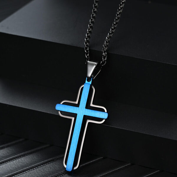 2024 Hot Sale New European and American Religious Men's Hollow Stainless Steel Two-color Cross Pendant