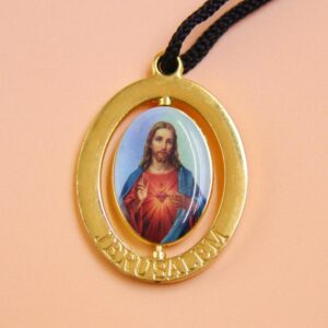 KOMI Double-sided Can Rotate Religious Holy Family Jesus Virgin Mary Figure Oval Medal Pendants for Jewelry Necklace Ring Parts