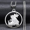 Komi 2023 New Archangel Saint Michael Protects Me Stainless Steel Necklace Holy Shield Protects Men's Necklace