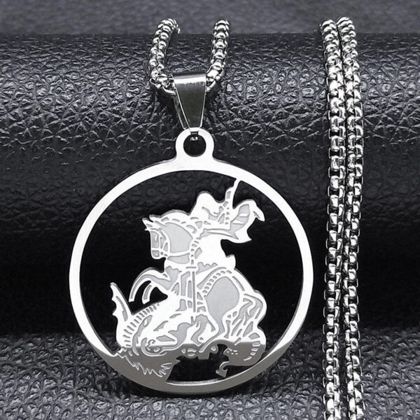 Komi 2023 New Archangel Saint Michael Protects Me Stainless Steel Necklace Holy Shield Protects Men's Necklace