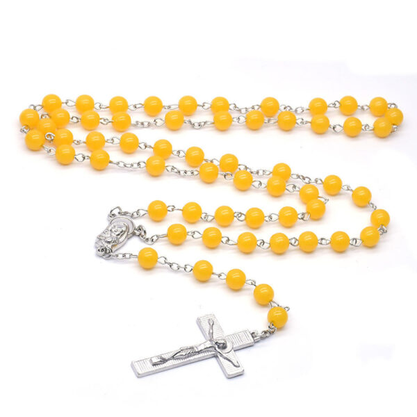 Komi Religious Handmade Beeswax Crucifix Pendant Virgin Mary Jewelry Prayer Rosary Beads Necklace