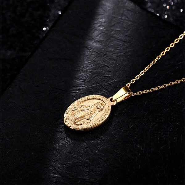 2024 Popular Cross Religious Accessories Necklace Virgin Mary Pendant Stainless Steel Necklace Gold Silver Jewelry