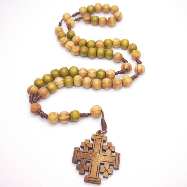 KOMI Ebony 8mm /6mm Log Beads Hand-woven Three-dimensional Carved Cross Necklace