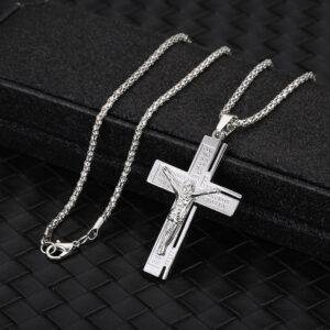 High Quality Stainless Steel Cross Crucifix Jesus Pendant Necklace Jewelry
