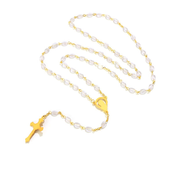 2024 Komi Religious Rosary Necklaces 6*8mm Acrylic Beads Necklace Cross Pendant Christian Jewelry Wholesale