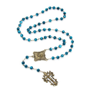 2024 New Religious Jesus Natural Multicolor Stone High Grade Cross Rosary Necklace Religious Jewelry Wholesale Wholesale