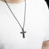 2024 Fashion Jewelry Gold Planted Double Color Black Stainless Steel Cross Pendant Necklace
