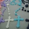 Luminous Mixed Color Cross Necklace Ten-color Plastic Luminous Rosary Necklace Wholesale
