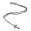 Komi Hot Selling Natural Wood Beads Saint Benedict Rosary Necklace Hand Woven Knot Bucket Bead Solid Wood Necklace