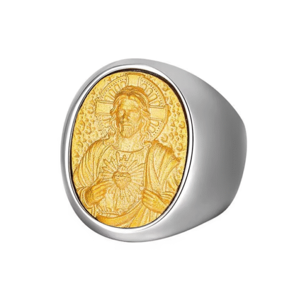 9 Gilded Trend European and American Hip-hop Exaggerated Titanium Steel Jesus Ring Men Gift Religious Jewelry Wholesale