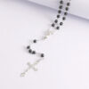 Komi Hot Sell Rosary Black Gallstones Necklaces Jesus Virgin Mary Catholic Religious Rosary Necklace for Pary