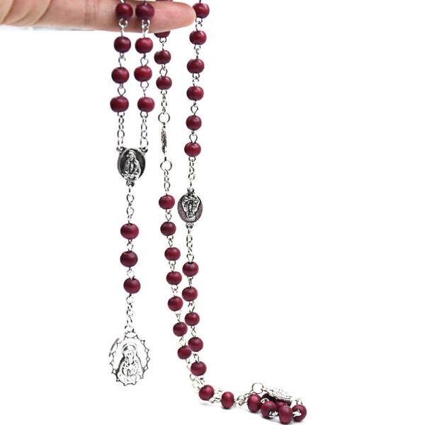 Komi Wholesales Fragrance Wooden Bead Seven Ways of Bitterness Cross Pendant Rosary Necklace