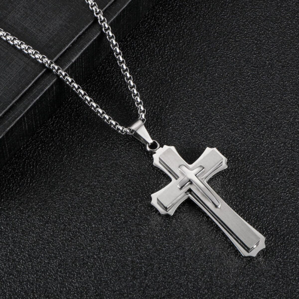 914bd1498fabeb944995382609bd8888_H9113a51df23a4ac6acf36decc72e3355z_avif=close&webp=close Komi Stainless Steel Cross Pendant Necklace Hot Sale Titanium Steel Non-fading Necklace