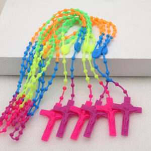 KOMI Plastic Soft Glue Color Luminous Fluorescent Cross Pendant Rosary Jewelry