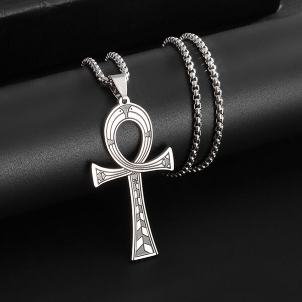 KOMI Stainless Steel Coptic Ankh Cross Pendant Necklace for Men Religious Ancient Egyptian Symbol Anka Cross Necklace for Women