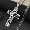 Stainless Steel Cross Jesus Pendant Necklace Men and Women Versatile Titanium Pendant Sweater Chain Guard Chain Accessories