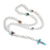 KOMI Cross Rosary Necklace White Map Beads Beads in Acrylic Catholic Rosary Necklace