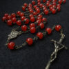 985dc3505446c8bc3e7666b443bb4d11_Heb0ba649d1dc4297b0344a1406b7d573h_avif=close&webp=close 2024 Komi Wholesales Red Glass Beads Catholic Metal Rose Cross Pendant Prayer Rosary Bead Necklace