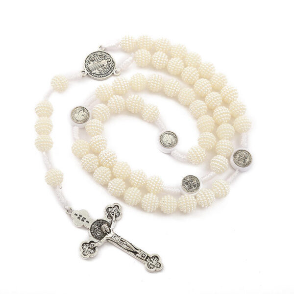 Komi 2023 New Hand-woven Cross Acrylic Necklace Rend Simulation Cross Pearl Necklace