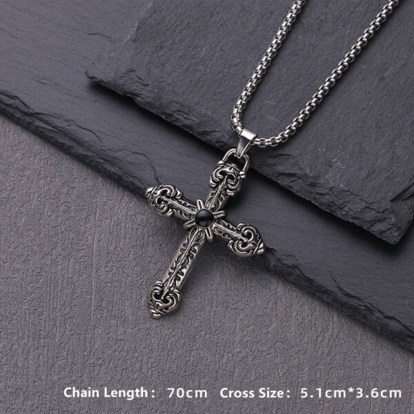 KOMI Men Women Vintage Religious Rhinestone Cross Pendant Necklace Fashion Punk Sweater Chain Silver Cross Necklace Prayer Gift