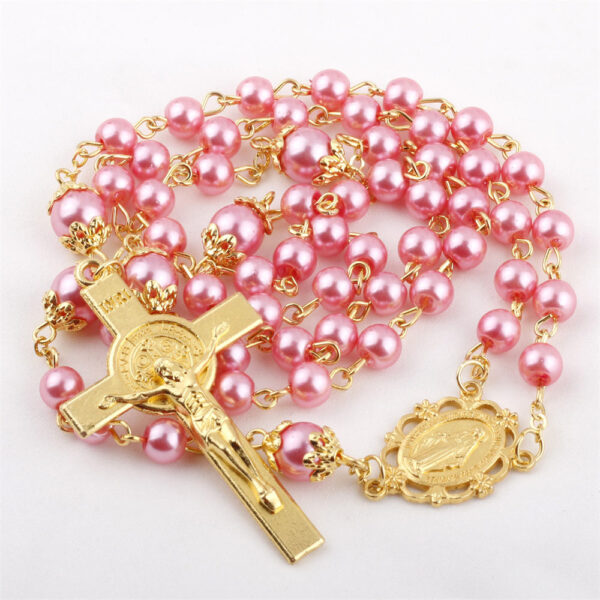 9919c4b0512906a5ed2933171f0e7685_Haeab08e1d8a14f679709215a75a9afdaW_avif=close&webp=close KOMI Gold Jesus Cross Pendant Necklaces Colorful Pearl Rosary Beads with Crucifix Cross Catholic Rosary Necklace for Women Gifts