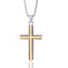 9b3ef3f1a9394b8a269b32348c562091_H2bd8e5b612f34d3ab97bc6f0b6cfce3dS_avif=close&webp=close KOMI Cross Necklace for Men Double Color Black Gold Stainless Steel Plain Cross Pendant Necklace for Men Women Wear Necklace