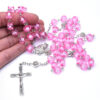 9bcea48efb0189ac1c6400e0cdf41e1d_H4a19881995a24baab9f2caf6ca119116E_avif=close&webp=close Komi Wholesale Religious Pink Crystal Rose Beads Praying Our Lady Medal Jesus Cross Pendant Jewelry Rosary Beads Necklace