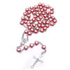 2024 Komi Wholesales Christian Plastic Red Heart Shaped Beads Jesus Cross Pendant Prayer Rosary Necklace